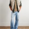 Leather-Trimmed Printed Fleece Gilet - OU
