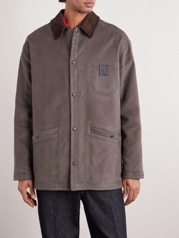 Logo-Appliquéd Corduroy-Trimmed Woven Overshirt - FR Logo-Appliquéd Corduroy-Trimmed Woven Overshirt - FR