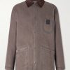 Logo-Appliquéd Corduroy-Trimmed Woven Overshirt Logo-Appliquéd Corduroy-Trimmed Woven Overshirt