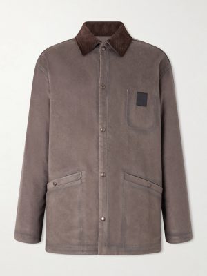 Logo-Appliquéd Corduroy-Trimmed Woven Overshirt