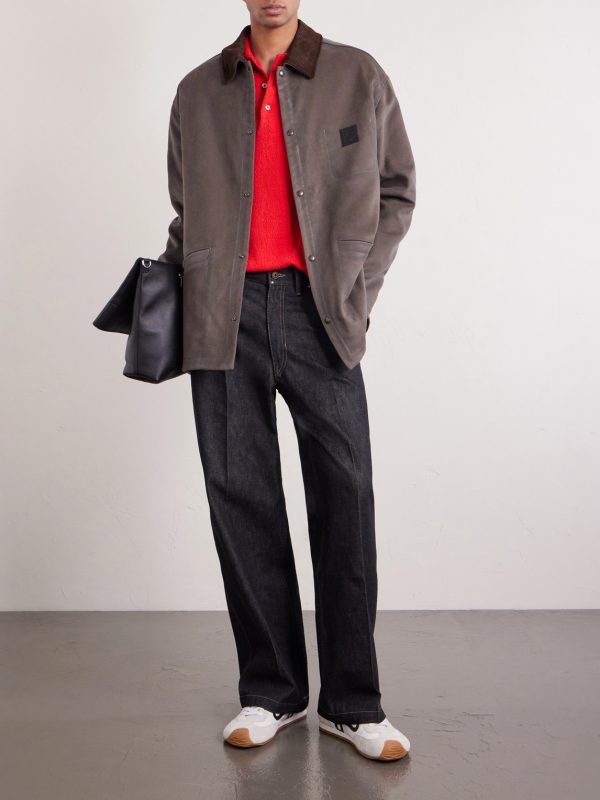 Logo-Appliquéd Corduroy-Trimmed Woven Overshirt - OU Logo-Appliquéd Corduroy-Trimmed Woven Overshirt - OU