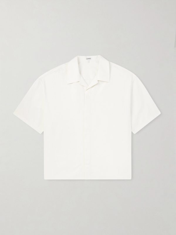Camp-Collar Logo-Embroidered Cotton-Twill Shirt Camp-Collar Logo-Embroidered Cotton-Twill Shirt