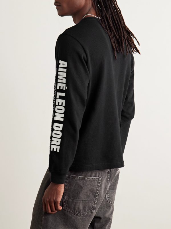 Logo-Print Waffle-Knit Cotton T-Shirt - BK