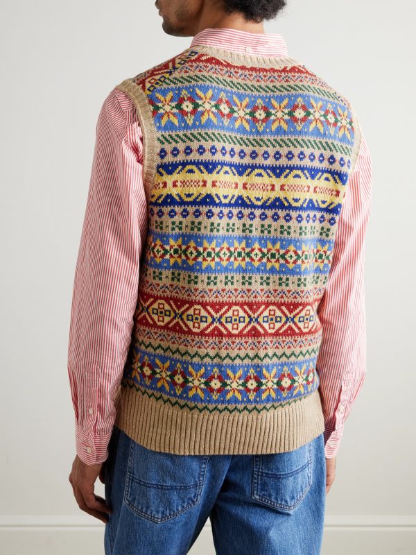 Fair Isle Cotton and Linen-Blend Intarsia Vest - BK Fair Isle Cotton and Linen-Blend Intarsia Vest - BK