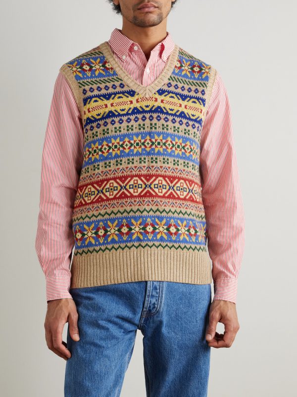 Fair Isle Cotton and Linen-Blend Intarsia Vest - FR Fair Isle Cotton and Linen-Blend Intarsia Vest - FR