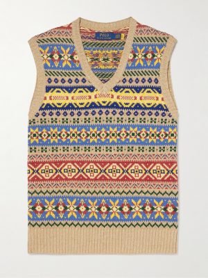 Fair Isle Cotton and Linen-Blend Intarsia Vest