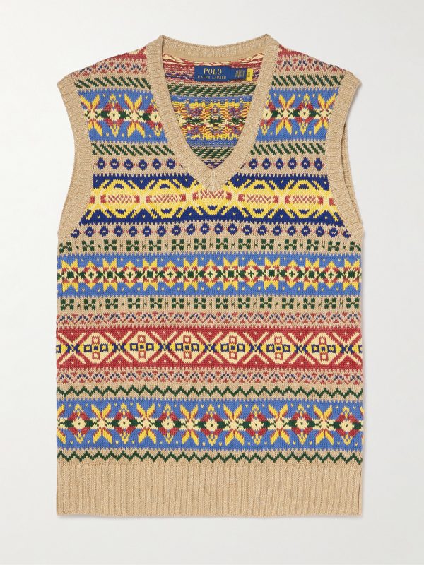 Fair Isle Cotton and Linen-Blend Intarsia Vest Fair Isle Cotton and Linen-Blend Intarsia Vest