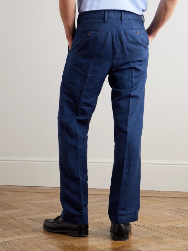Straight-Leg Linen and Cotton-Blend Trousers - BK Straight-Leg Linen and Cotton-Blend Trousers - BK