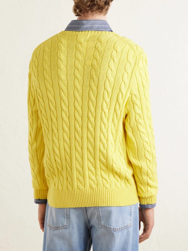 Logo-Embroidered Cable-Knit Cotton Sweater - BK