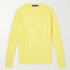 Logo-Embroidered Cable-Knit Cotton Sweater