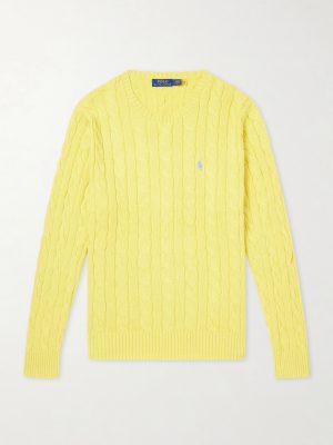 Logo-Embroidered Cable-Knit Cotton Sweater Logo-Embroidered Cable-Knit Cotton Sweater