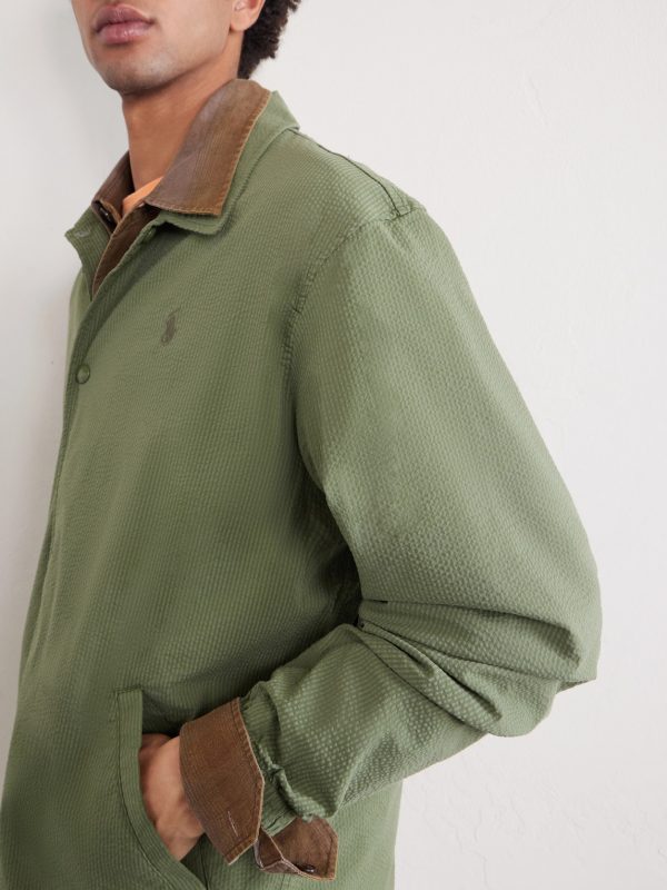 Logo-Embroidered Cotton-Blend Seersucker Blouson Jacket - CU Logo-Embroidered Cotton-Blend Seersucker Blouson Jacket - CU
