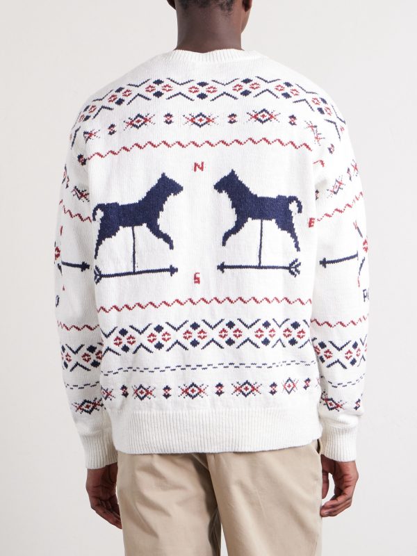 Weathervane Intarsia Cotton, Linen and Cashmere-Blend Sweater - BK Weathervane Intarsia Cotton, Linen and Cashmere-Blend Sweater - BK