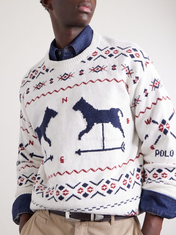 Weathervane Intarsia Cotton, Linen and Cashmere-Blend Sweater - CU Weathervane Intarsia Cotton, Linen and Cashmere-Blend Sweater - CU