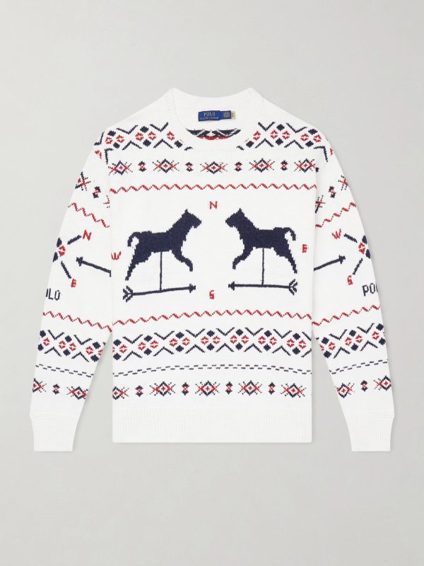 Weathervane Intarsia Cotton, Linen and Cashmere-Blend Sweater Weathervane Intarsia Cotton, Linen and Cashmere-Blend Sweater