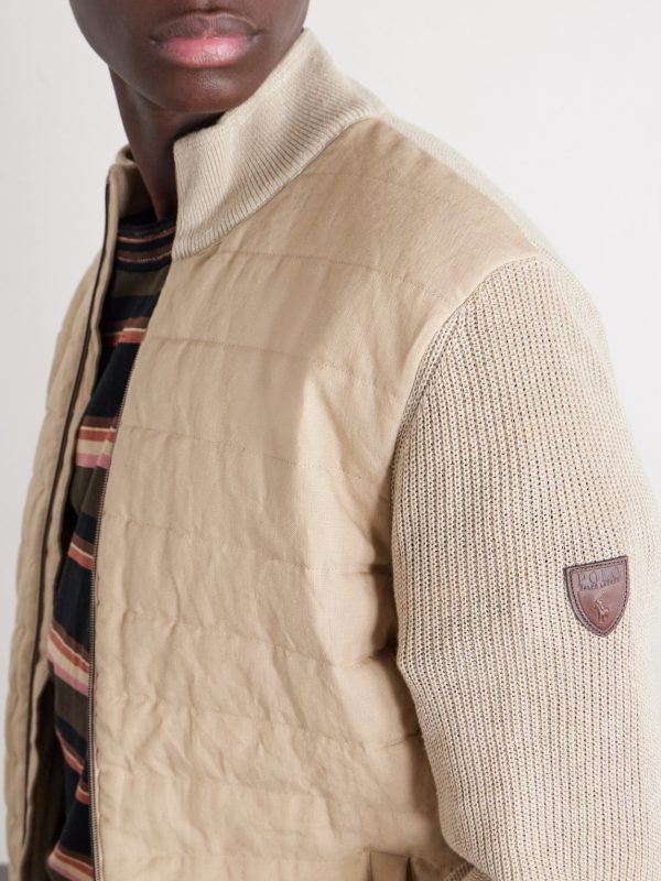 Logo-Appliquéd Quilted Linen Zip-Up Sweater - CU