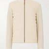 Logo-Appliquéd Quilted Linen Zip-Up Sweater