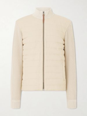 Logo-Appliquéd Quilted Linen Zip-Up Sweater Logo-Appliquéd Quilted Linen Zip-Up Sweater