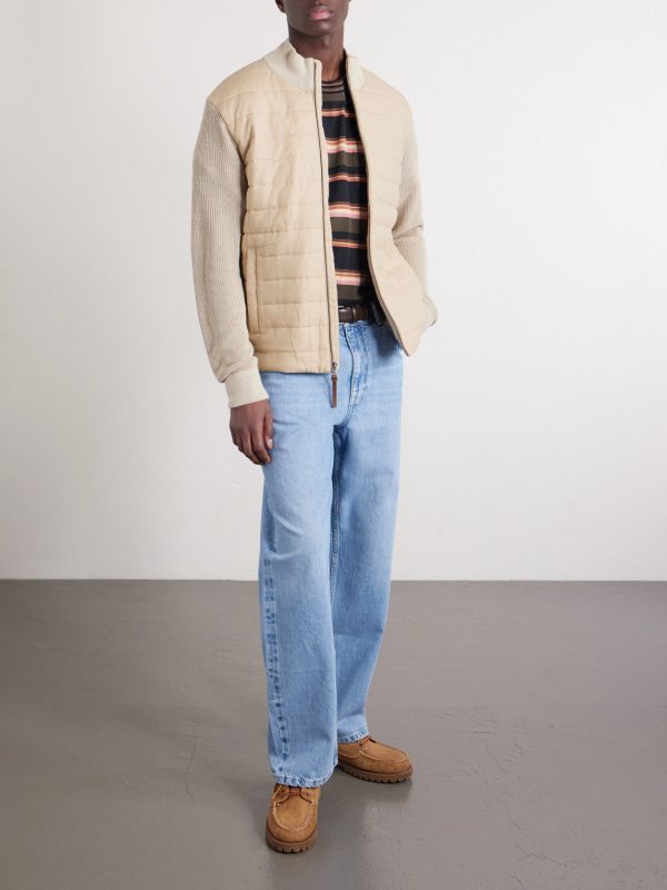 Logo-Appliquéd Quilted Linen Zip-Up Sweater - OU