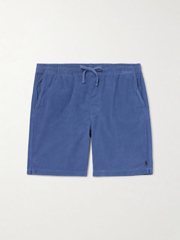 Straight-Leg Logo-Embroidered Cotton-Corduroy Drawstring Shorts Straight-Leg Logo-Embroidered Cotton-Corduroy Drawstring Shorts