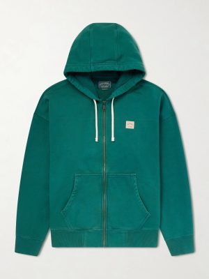 Logo-Appliquéd Cotton-Jersey Zip-Up Hoodie