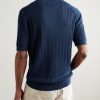 Open-Collar Ribbed Linen Polo Shirt - BK Open-Collar Ribbed Linen Polo Shirt - BK