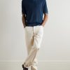 Open-Collar Ribbed Linen Polo Shirt - OU Open-Collar Ribbed Linen Polo Shirt - OU