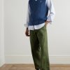 Logo-Embroidered Cable-Knit Cotton Vest - OU