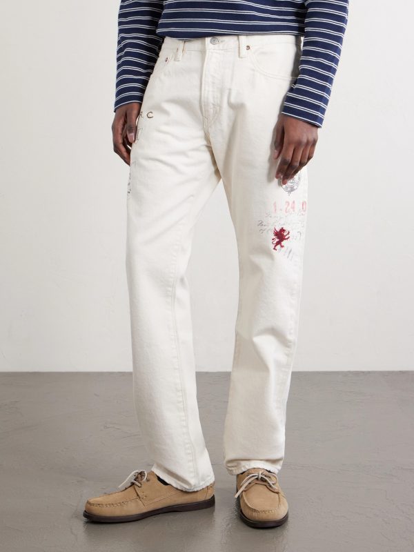 Straight-Leg Printed Cotton-Twill Trousers - FR Straight-Leg Printed Cotton-Twill Trousers - FR
