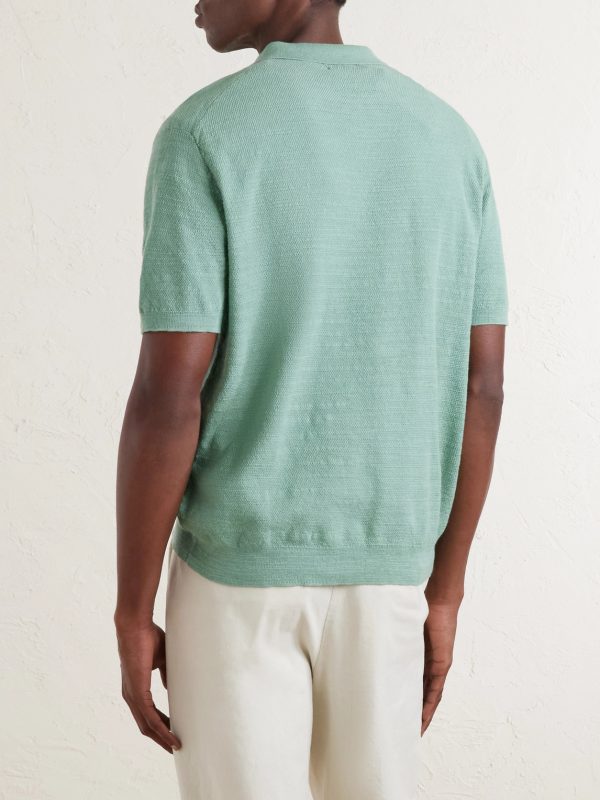 Logo-Embroidered Cotton and Linen-Blend Polo Shirt - BK Logo-Embroidered Cotton and Linen-Blend Polo Shirt - BK