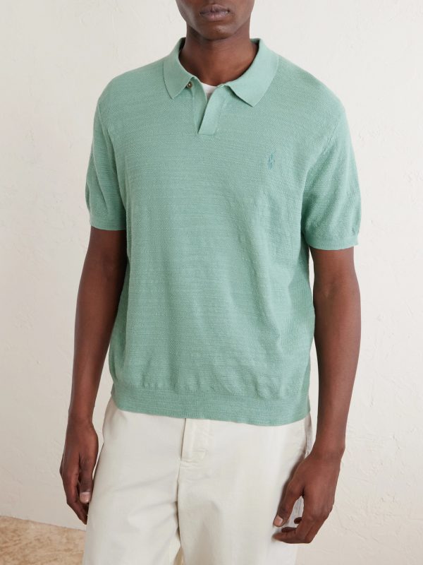 Logo-Embroidered Cotton and Linen-Blend Polo Shirt - FR Logo-Embroidered Cotton and Linen-Blend Polo Shirt - FR