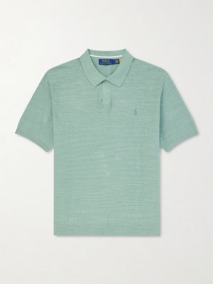 Logo-Embroidered Cotton and Linen-Blend Polo Shirt Logo-Embroidered Cotton and Linen-Blend Polo Shirt