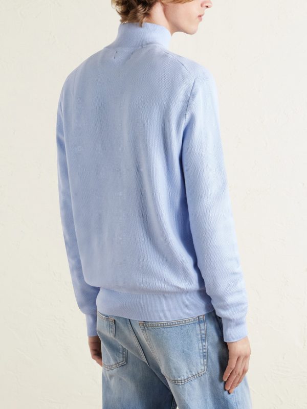 Logo-Embroidered Cotton-Piqué Half-Zip Sweater - BK Logo-Embroidered Cotton-Piqué Half-Zip Sweater - BK