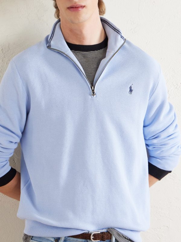 Logo-Embroidered Cotton-Piqué Half-Zip Sweater - CU Logo-Embroidered Cotton-Piqué Half-Zip Sweater - CU
