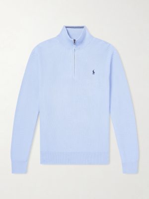 Logo-Embroidered Cotton-Piqué Half-Zip Sweater Logo-Embroidered Cotton-Piqué Half-Zip Sweater