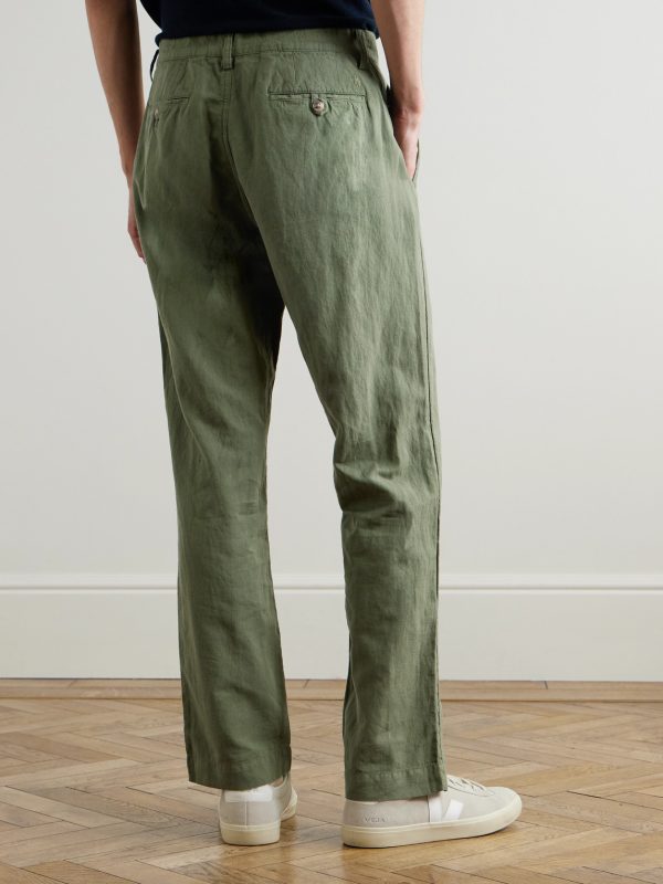 Straight-Leg Linen and Cotton-Blend Trousers - BK Straight-Leg Linen and Cotton-Blend Trousers - BK