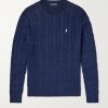 Driver Logo-Embroidered Cable-Knit Cotton Sweater