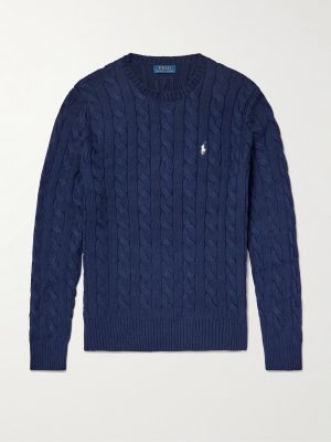 Driver Logo-Embroidered Cable-Knit Cotton Sweater Driver Logo-Embroidered Cable-Knit Cotton Sweater