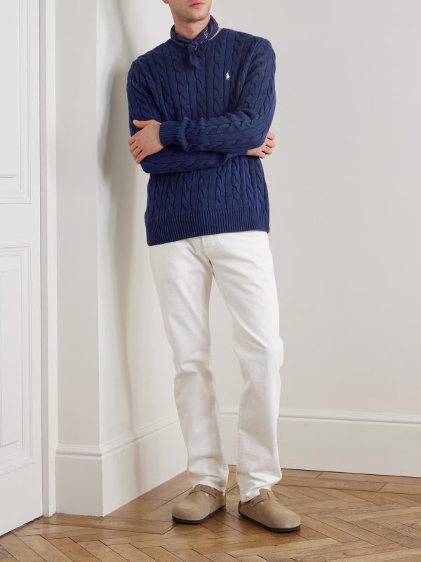 Driver Logo-Embroidered Cable-Knit Cotton Sweater - OU