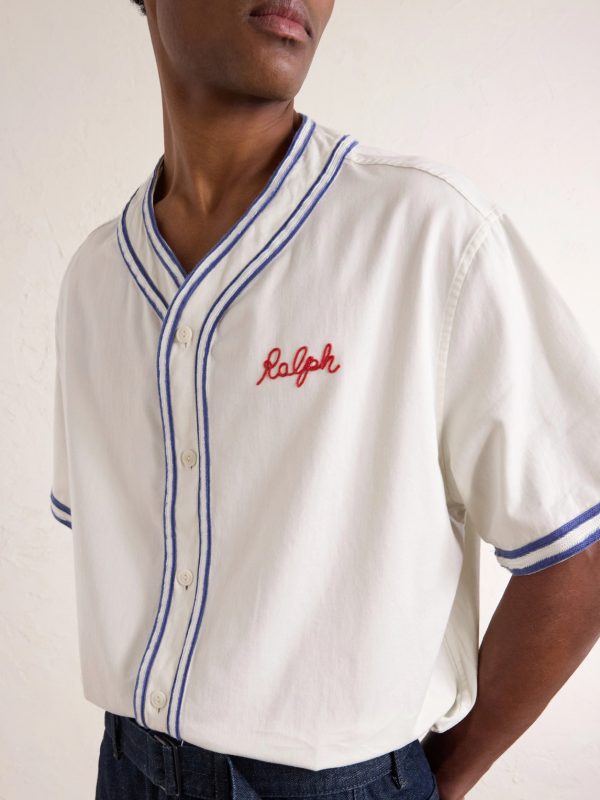 Logo-Embroidered Printed Cotton Shirt - E1