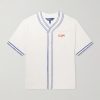 Logo-Embroidered Printed Cotton Shirt