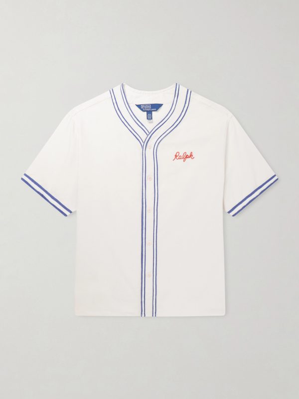 Logo-Embroidered Printed Cotton Shirt