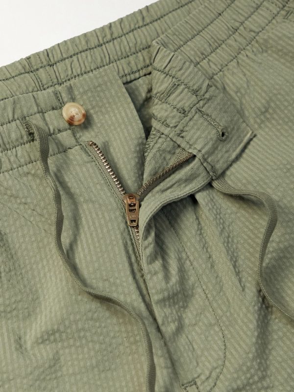 Straight-Leg Cotton-Blend Seersucker Drawstring Shorts - CU
