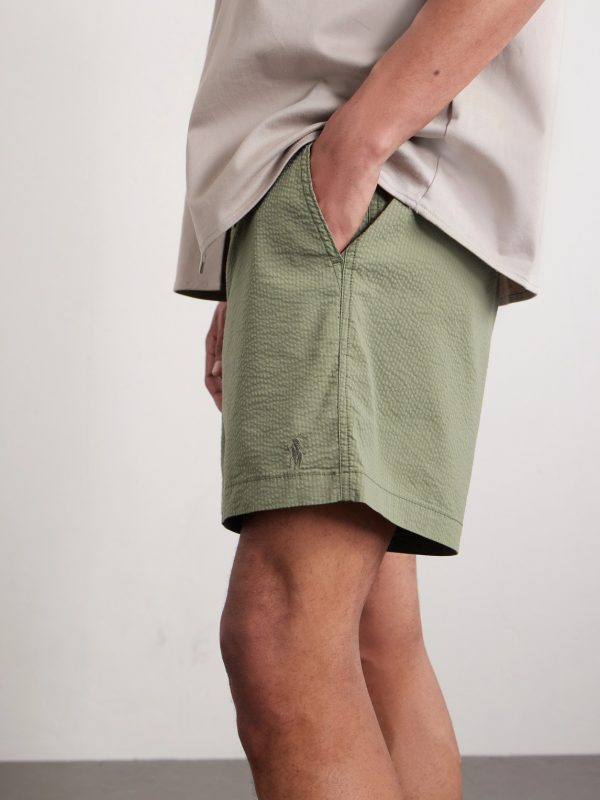 Straight-Leg Cotton-Blend Seersucker Drawstring Shorts - E1