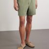 Straight-Leg Cotton-Blend Seersucker Drawstring Shorts - FR