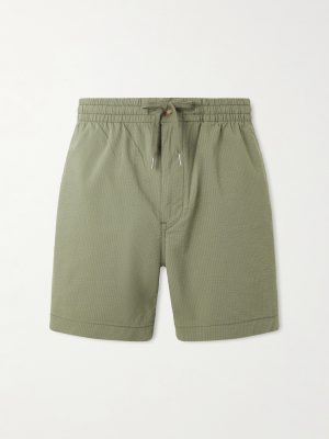 Straight-Leg Cotton-Blend Seersucker Drawstring Shorts Straight-Leg Cotton-Blend Seersucker Drawstring Shorts