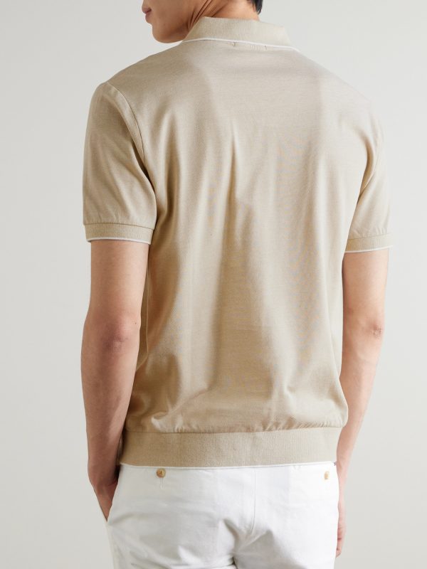 Open-Collar Logo-Embroidered Cotton-Blend Piqué Polo Shirt - BK Open-Collar Logo-Embroidered Cotton-Blend Piqué Polo Shirt - BK