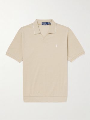 Open-Collar Logo-Embroidered Cotton-Blend Piqué Polo Shirt Open-Collar Logo-Embroidered Cotton-Blend Piqué Polo Shirt
