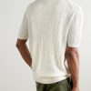 Open-Collar Ribbed Linen Polo Shirt - BK Open-Collar Ribbed Linen Polo Shirt - BK