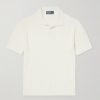 Open-Collar Ribbed Linen Polo Shirt Open-Collar Ribbed Linen Polo Shirt
